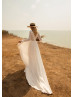 Long Sleeves Ivory Lace Chiffon Boho Wedding Dress